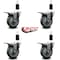 Service Caster 4'' Gray Poly Swivel 1-3/8'' Expanding Stem Caster Set Total Lock Brake, 4PK SCC-EXTTL20S414-PPUB-138-4 - alternate 4